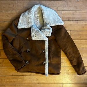 Mother The Faux Sherpa Shrunken Peacoat Women’s Small